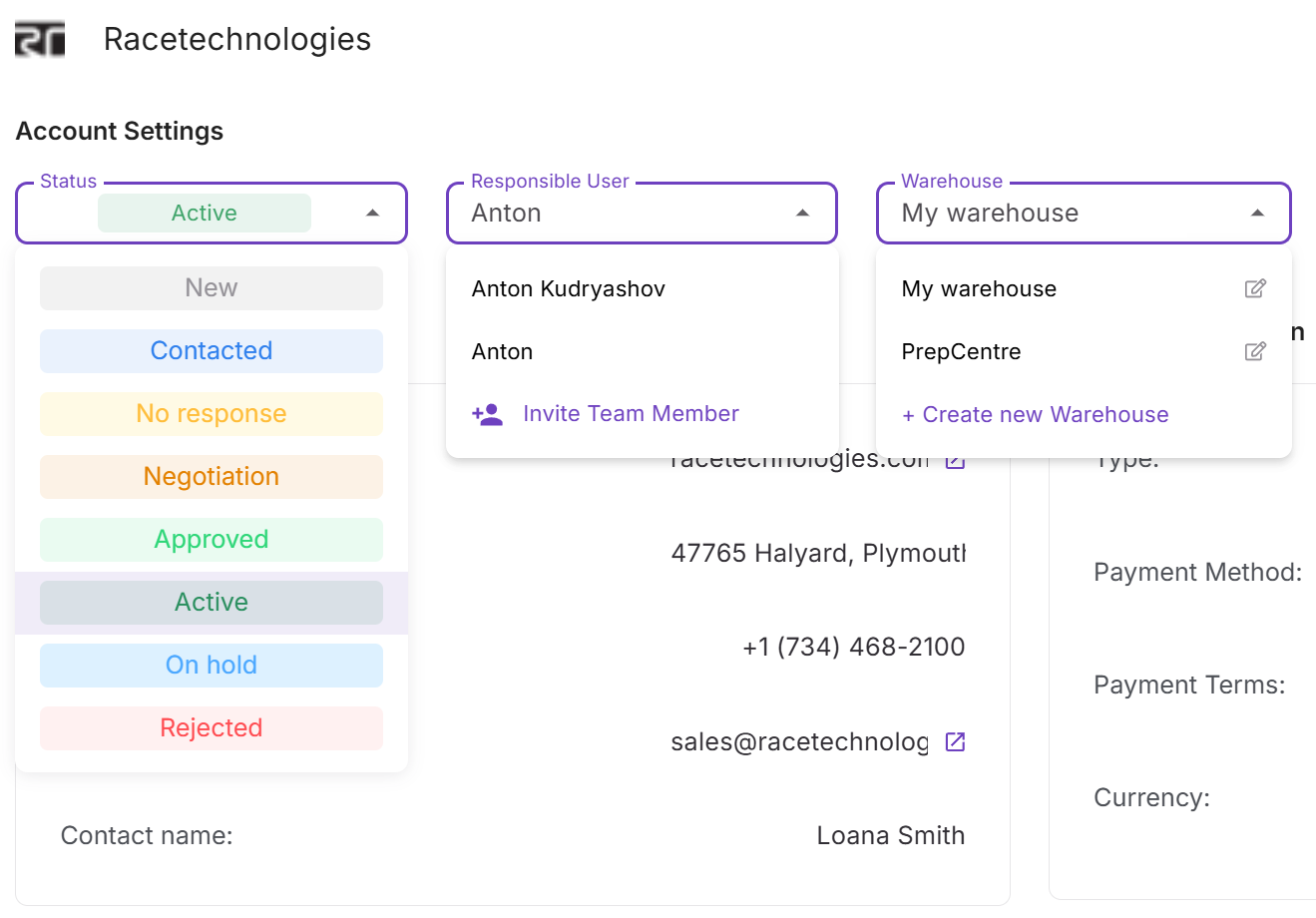 Tedarikçi Profilinde Hesap Ayarları