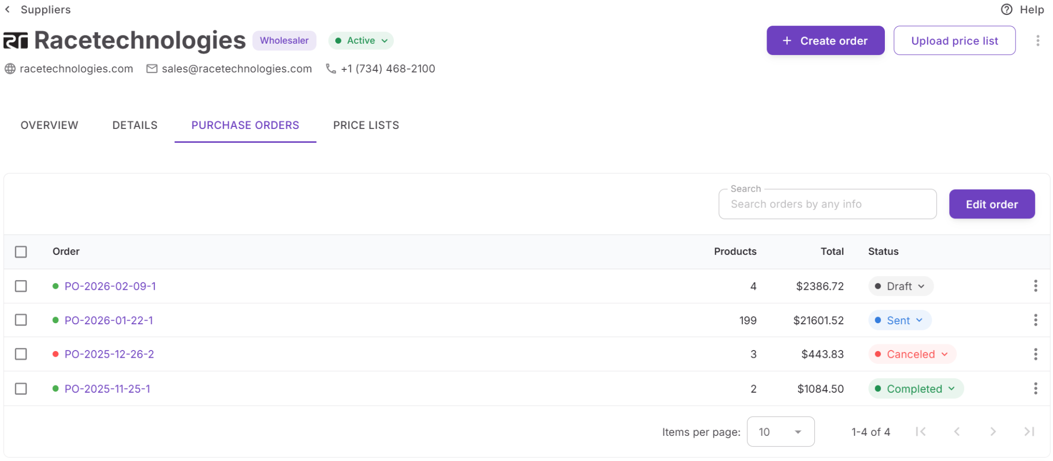 Tedarikçilere bağlı satın alma siparişleri