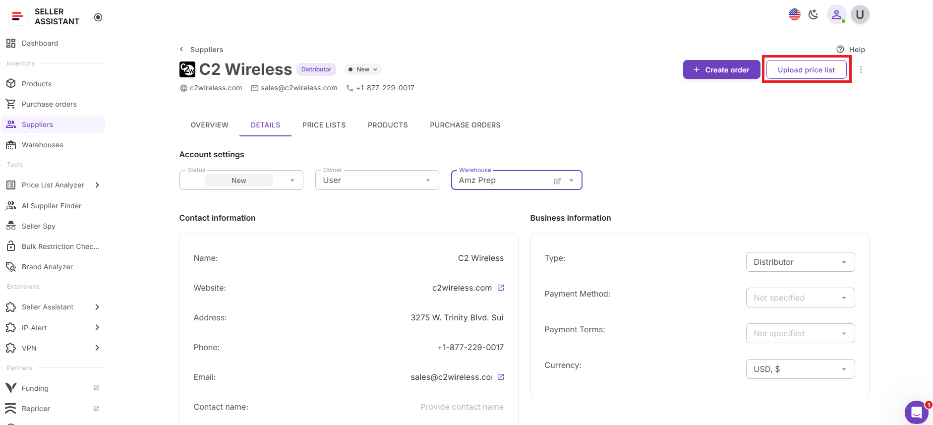 Adım 6. Tedarikçi fiyat listelerini yükleyin