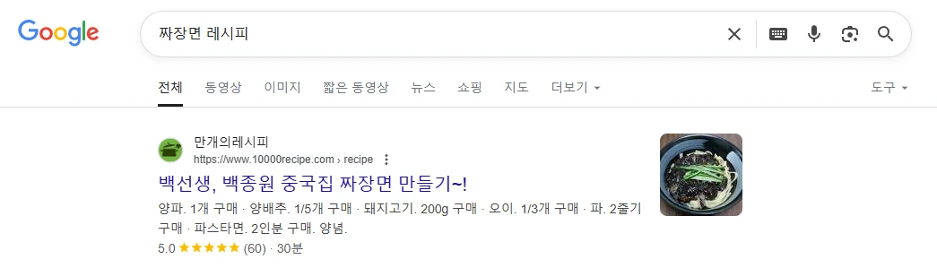 구글 SERP : 리치 스니펫