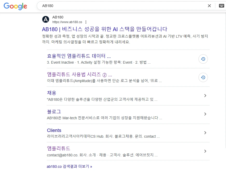 구글 SERP : 사이트 링크