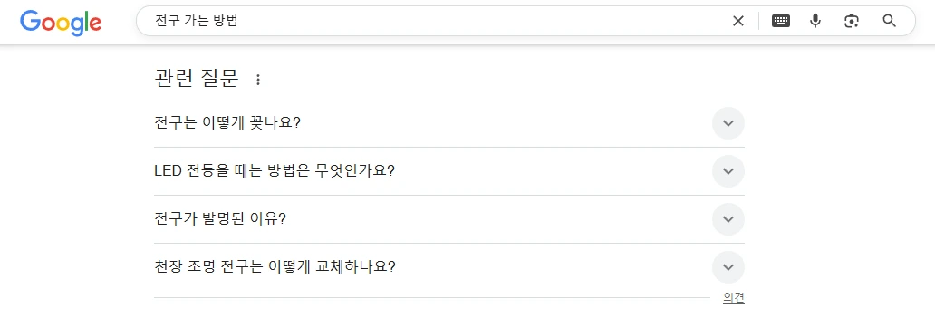 구글 SERP : 관련 질문(People also ask)