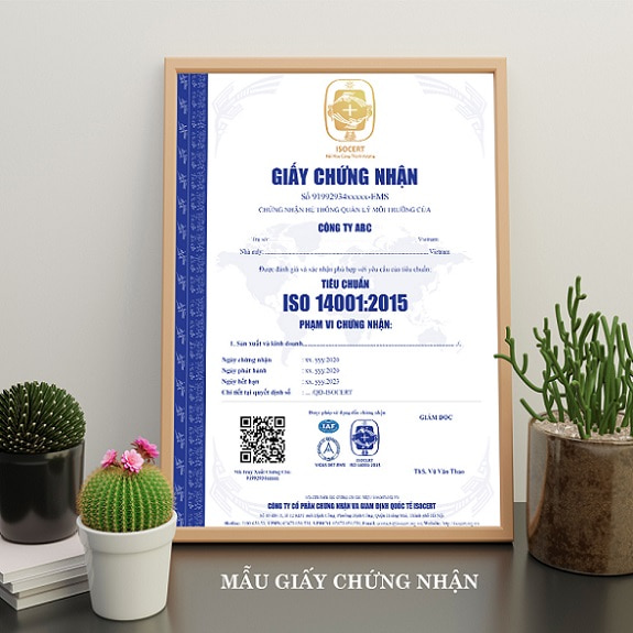 Giấy chứng nhận ISO 14001 2015 - Cấp giấy chứng nhận