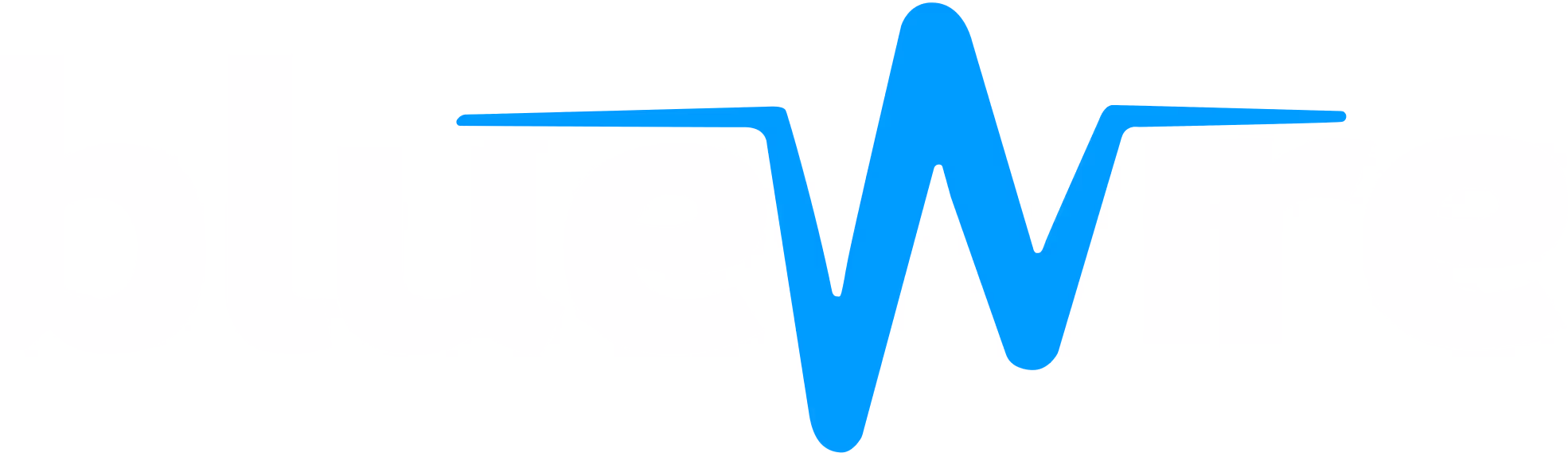 Blue stylized heartbeat or pulse line on white background.