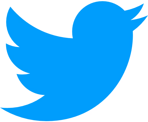 Blue Twitter bird logo facing right on a white background.