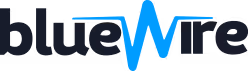 BlueWire logo with a stylized blue 'W' forming a wave pattern.