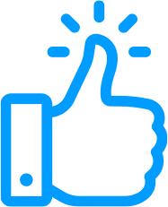 Blue square with a white checkmark icon in the center.