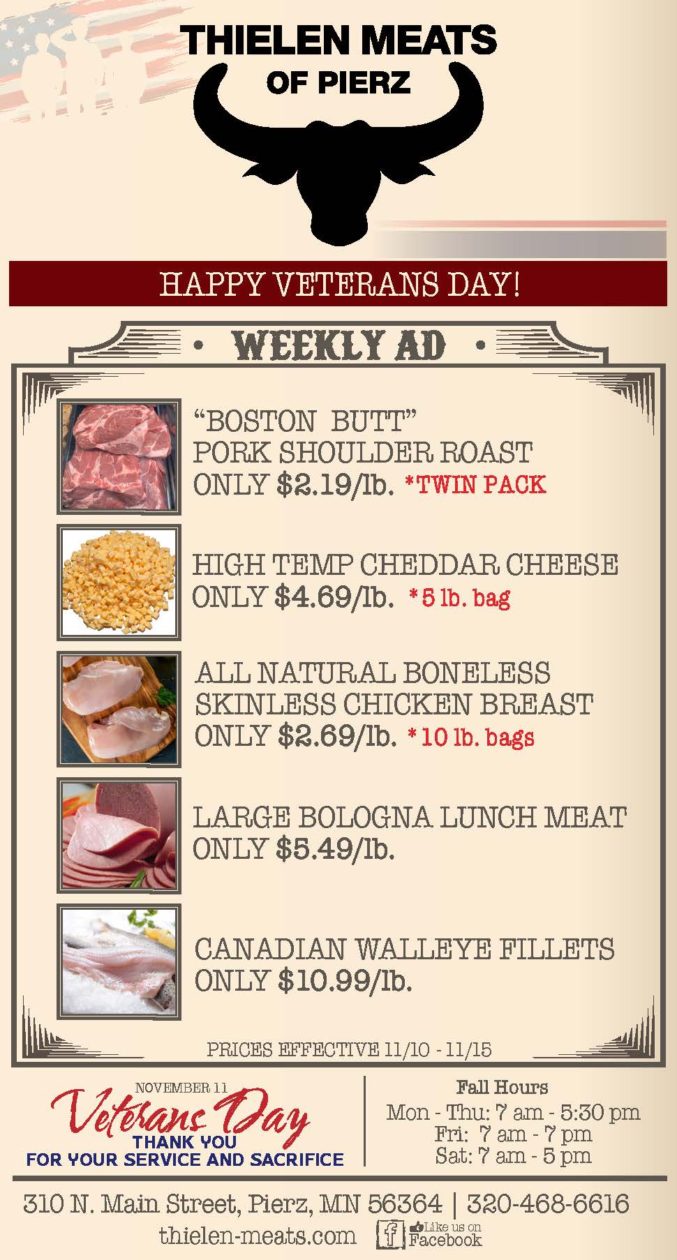 Thielen Meats Pierz Weekly Specials