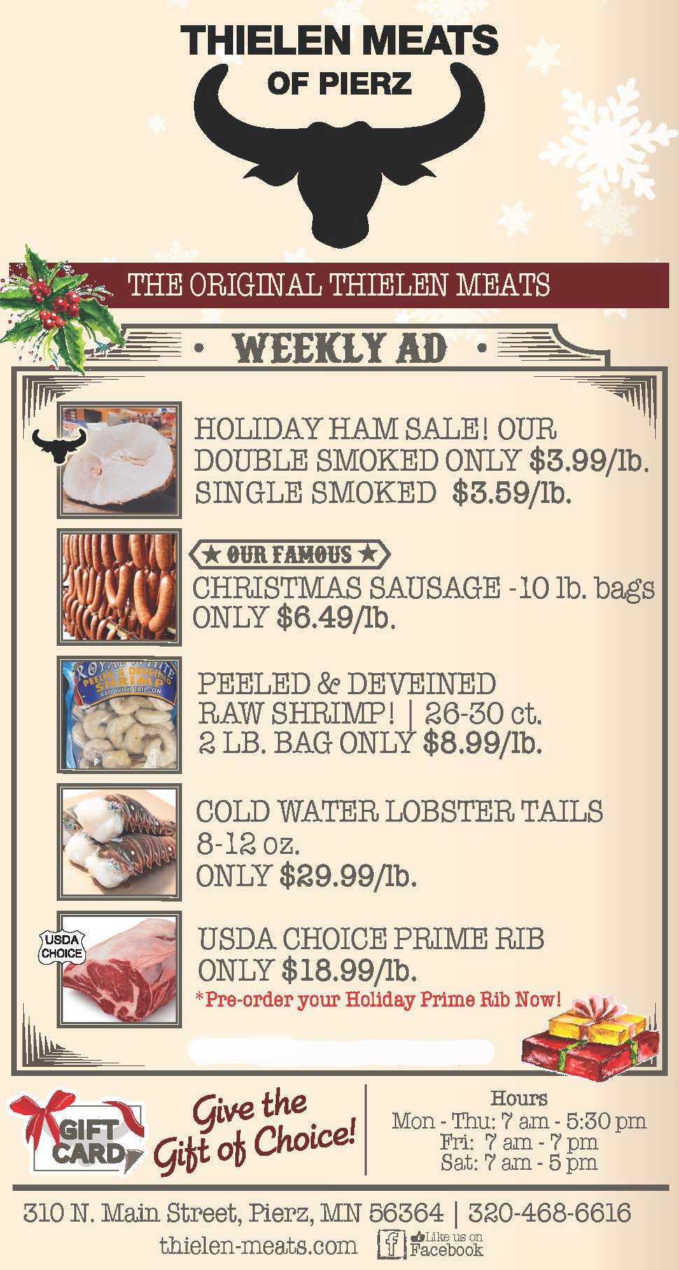 Thielen Meats Pierz Weekly Specials
