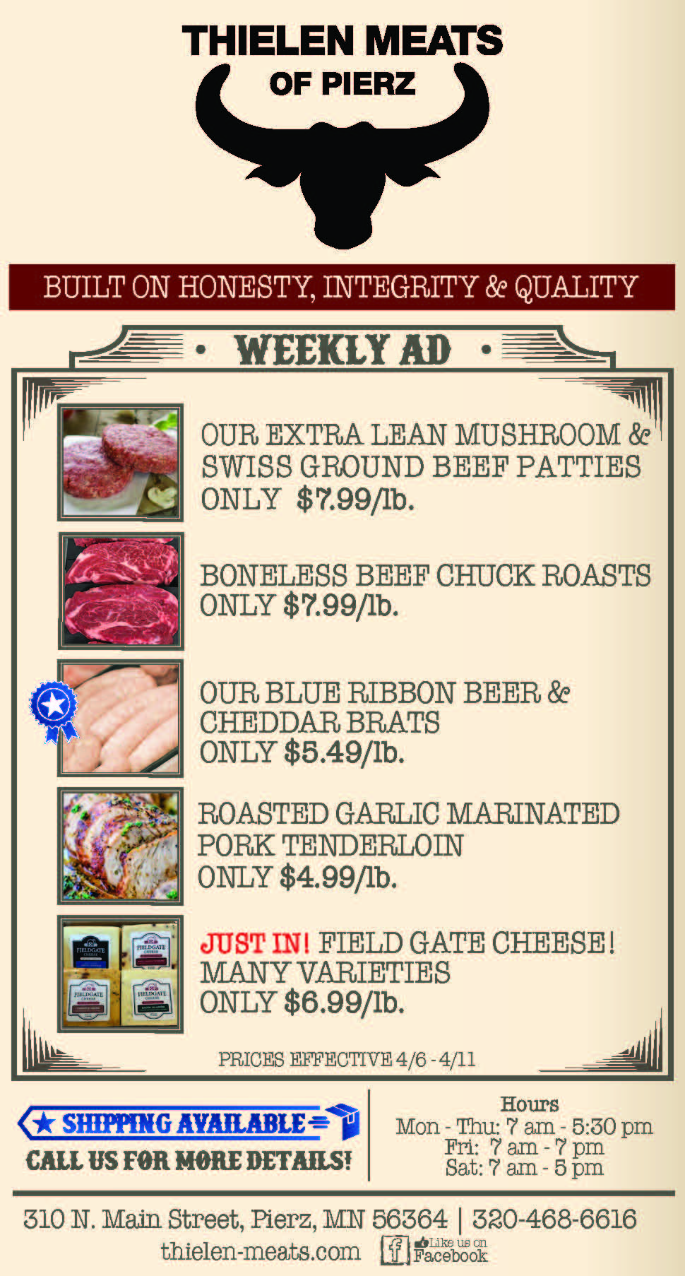 Thielen Meats Pierz Weekly Specials
