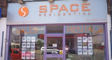 Shop front of Space Residential in Edgeware.