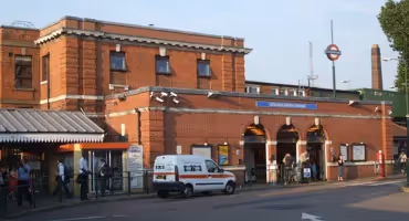 Outside of Golders Green tube station in London.