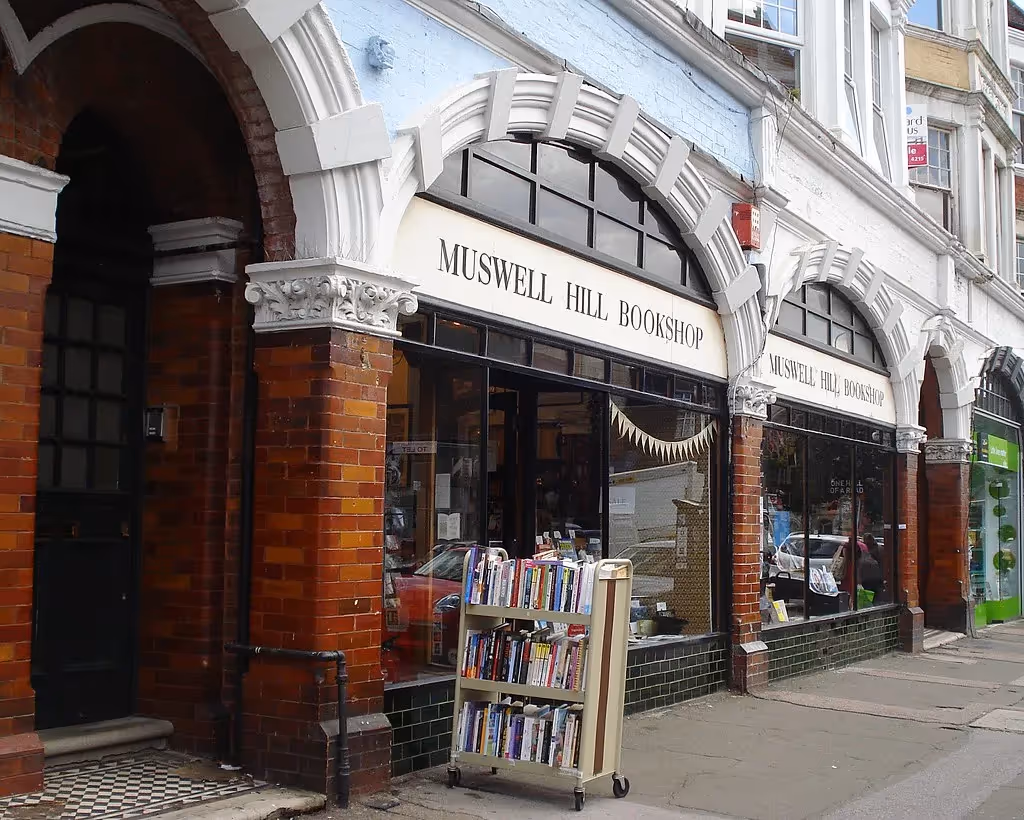 Exterior of Muswell Hill Bookshop in North London.