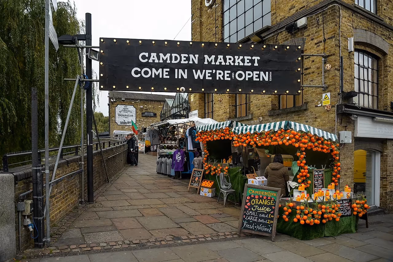 Camden Market food stalls and shops
