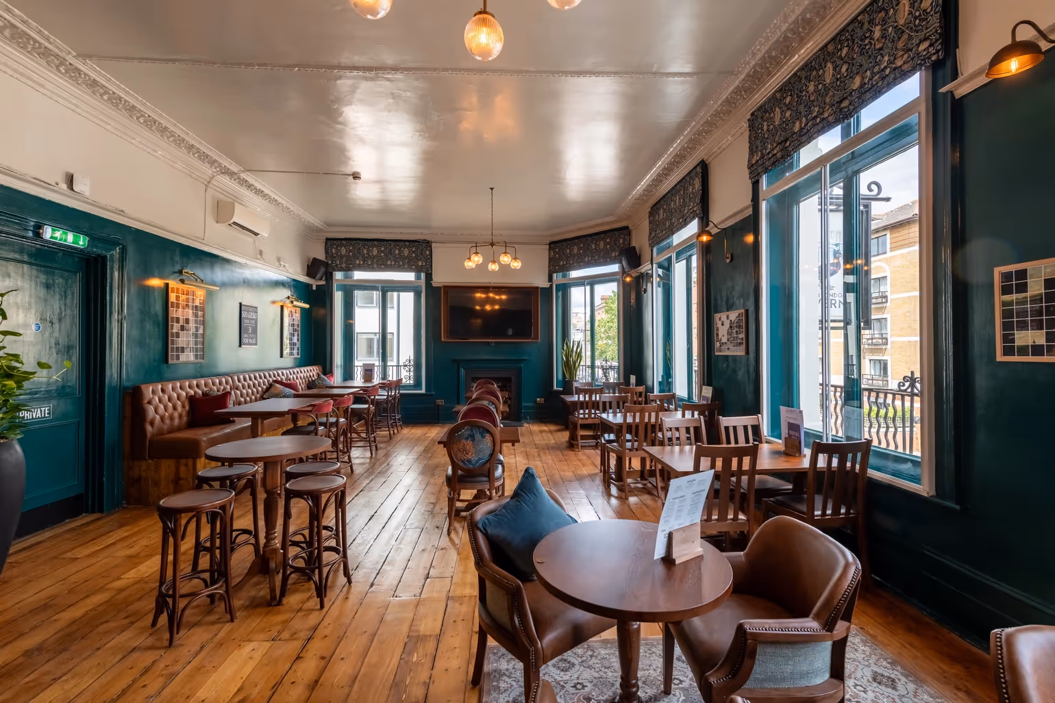 View of the bar at The North London Tavern in Kilburn.