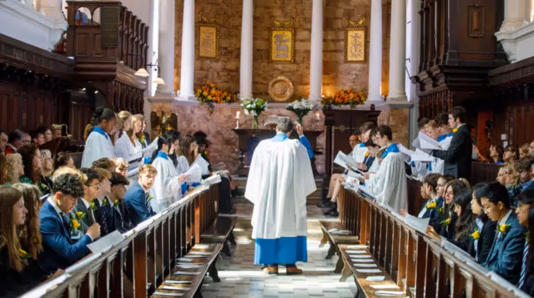 4 multi-cultural children walking in the prestigious grounds of Belmont Prep School Mill Hill.