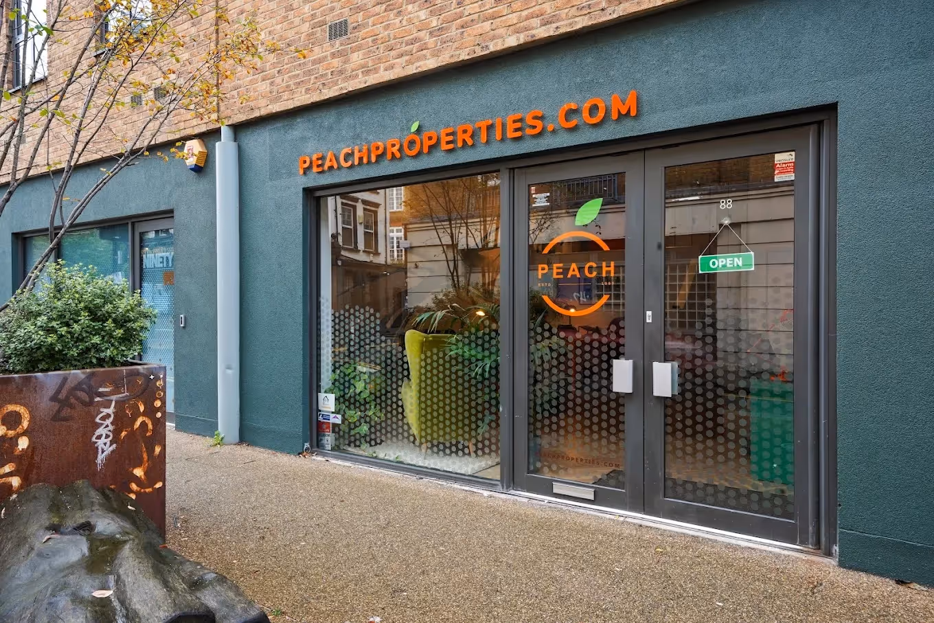 Exterior of Peach Properties in East London.
