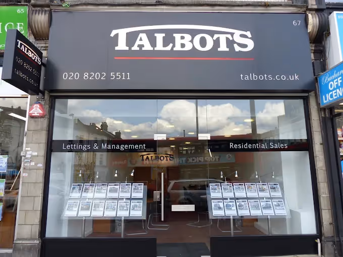Outside of Talbots estate agent in Hendon.