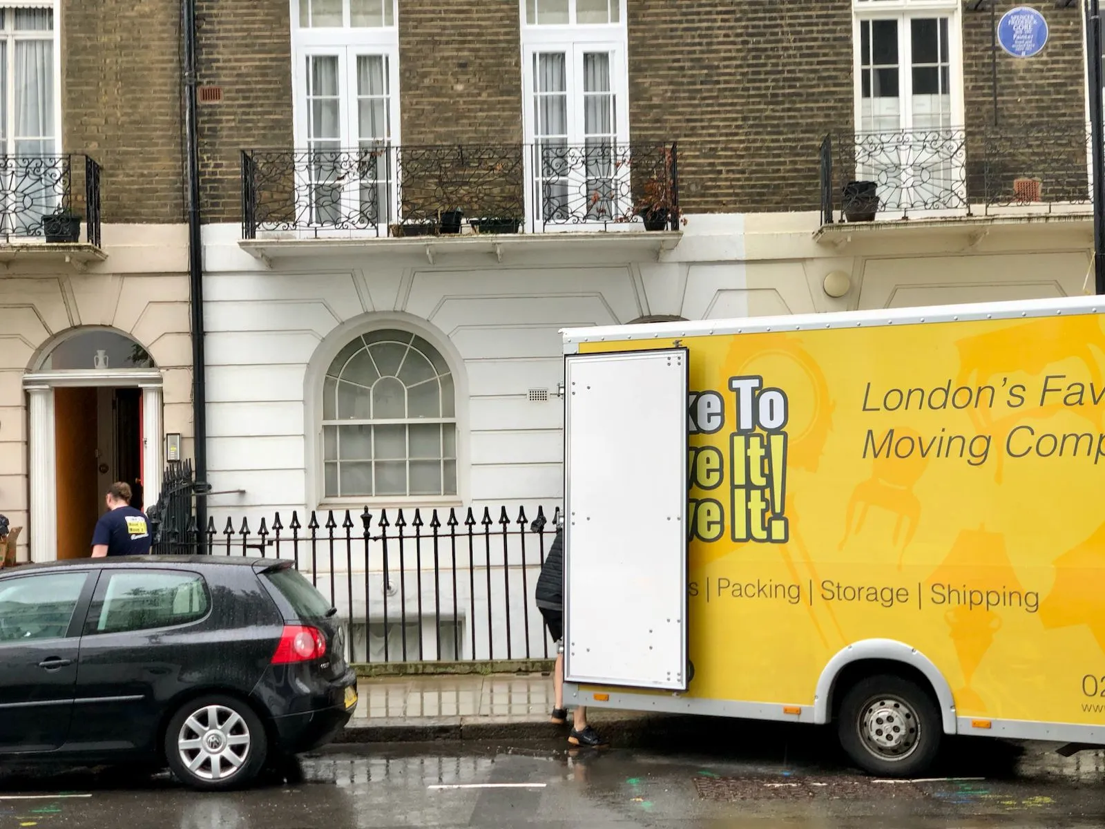 Man and Van loading a yellow luton van outside terraced house in Camden NW1 | I Like to Move It Move It