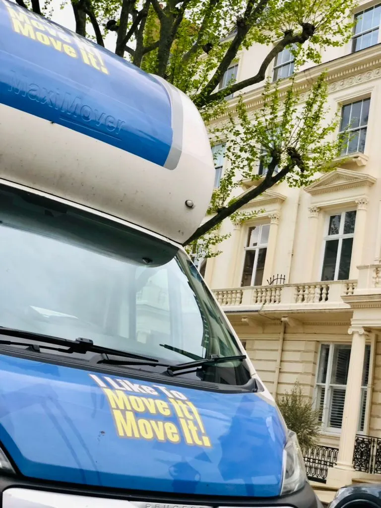 Man and Van Service being performed with large blue Luton Van in Sutherland Avenue, Maida Vale W9 | I Like to Move to Move It