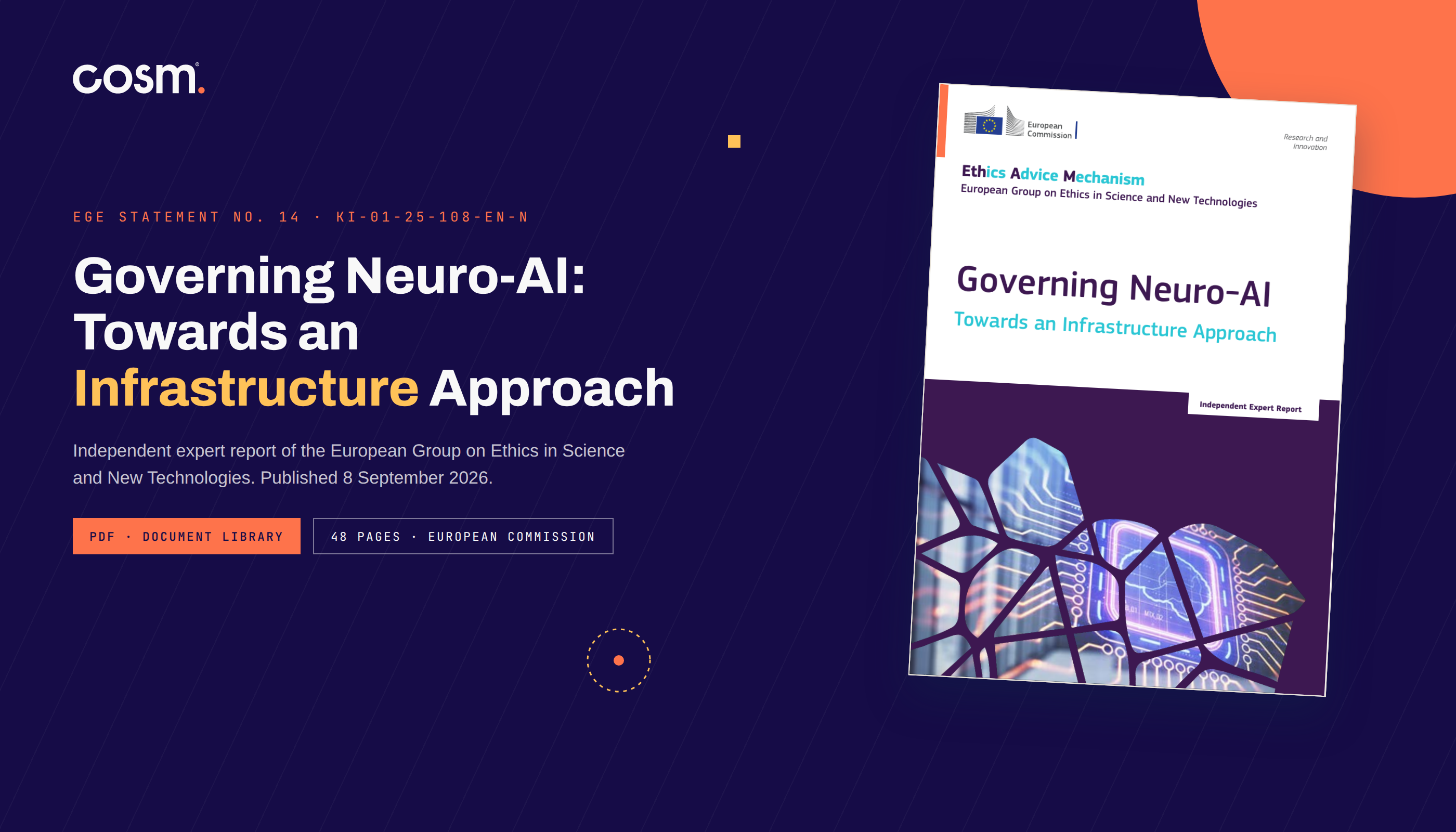 EGE Statement Governing Neuro-AI: Towards an Infrastructure Approach and its five recommendations.