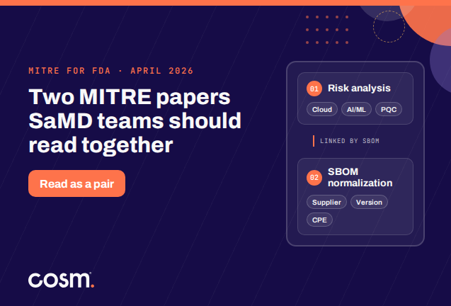 MITRE's April 2026 medical device cybersecurity papers on risk analysis and SBOM data normalization
