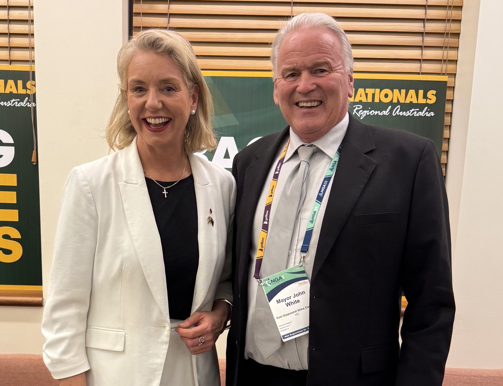 Nationals Senator for Victoria and Shadow Minister for Infrastructure, Transport and Regional Development Bridget McKenzie and Mayor White.