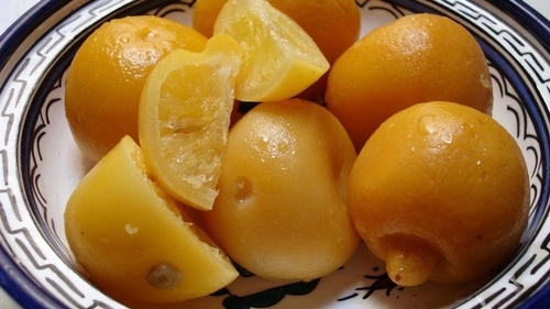 Preserved lemons are lemons which have been pickled in salt and their juices. Also called pickled lemons, they add a salty, distinctive lemon flavor to Moroccan tagines, sauces, and salads.