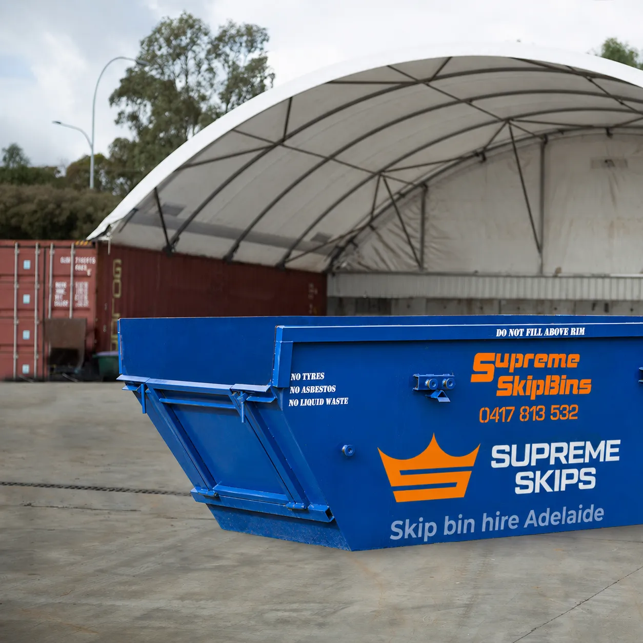 Blue Supreme Skips skip bin for skip bin hire in Adelaide