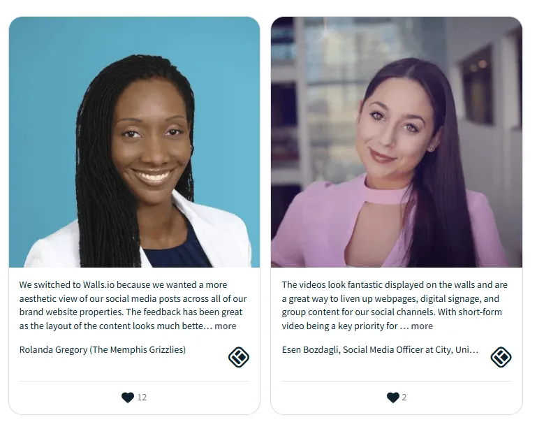 social media feed on website social proof from walls.io customers