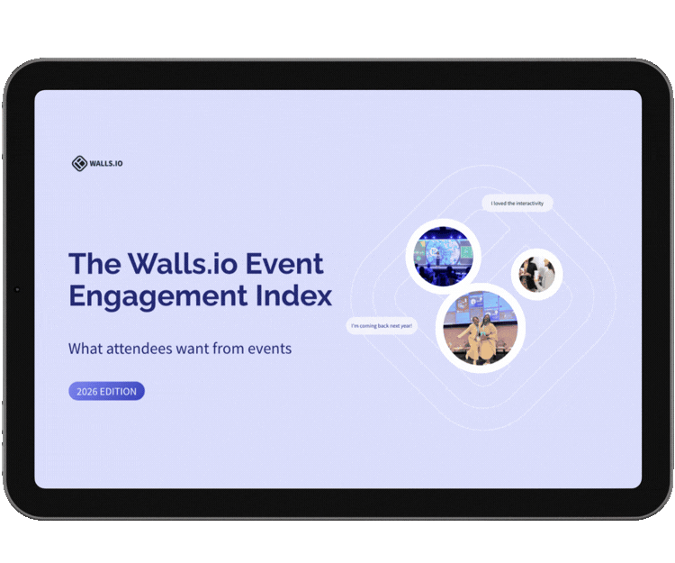 A short clip showing three pages from the Walls.io Event Engagement Index.