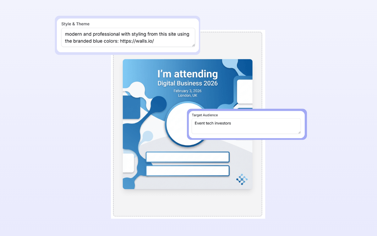 A screenshot of Walls.io Echo showing the AI image generation feature
