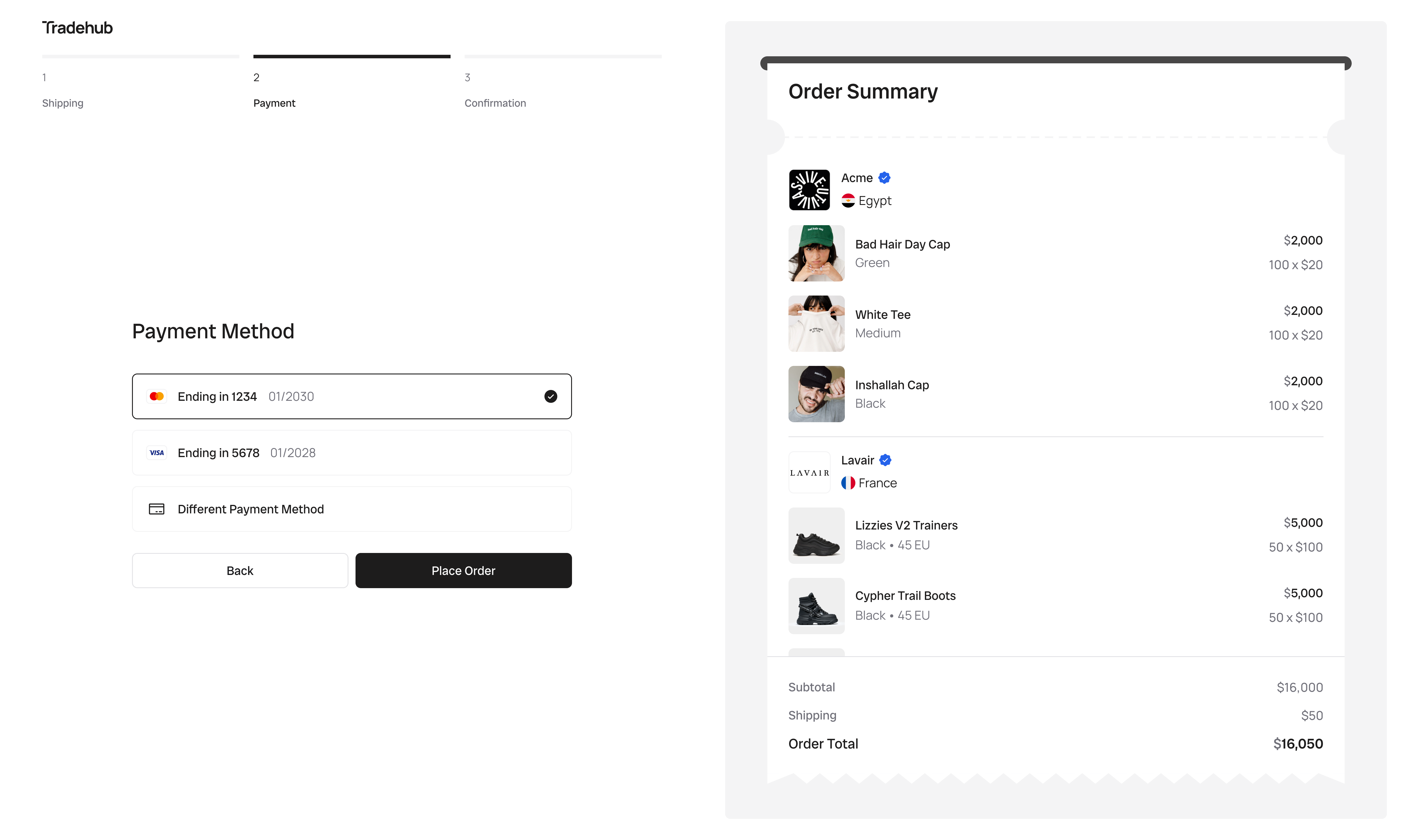Tradehub B2B Marketplace Checkout