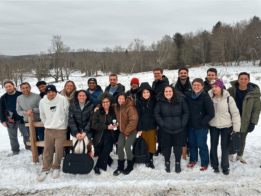 A group photo of the Oso team on a team outing in the snow.