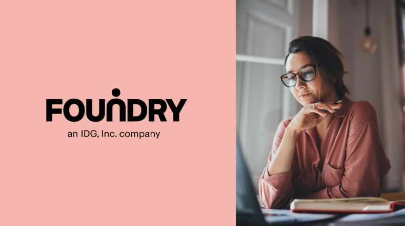 Foundry article featured image that represents the Foundry logo and a person studying or working