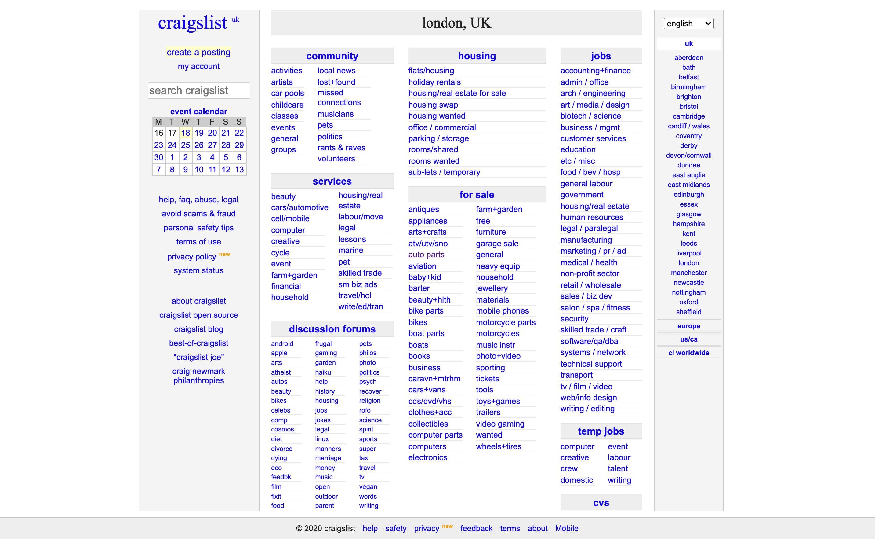 A screenshot of craigstlist.org
