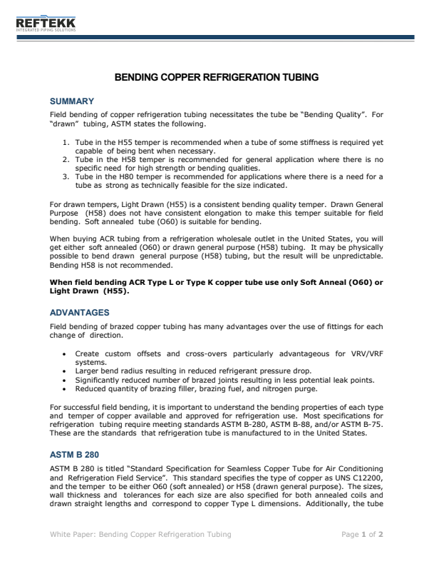 Bending Copper Refrigeration Tubing