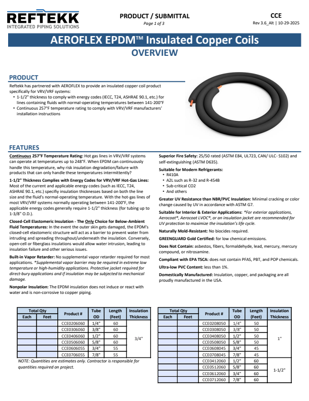 EPDM Insulated Copper Coils