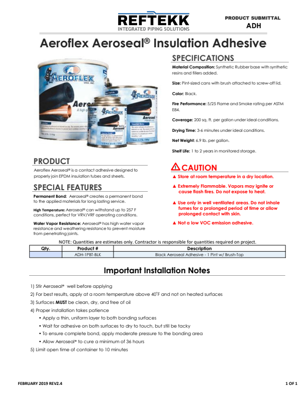 Aeroflex Aeroseal Adhesive