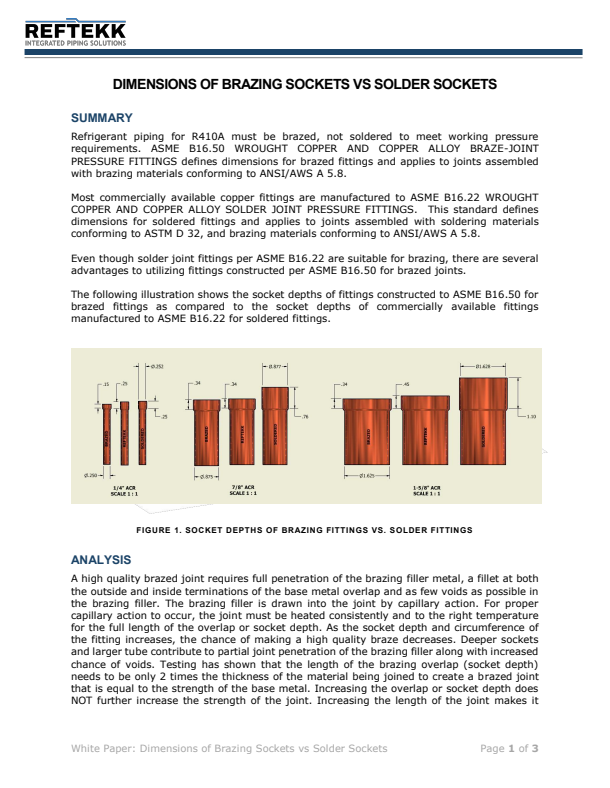 Dimensions of Brazing Sockets vs Solder Sockets