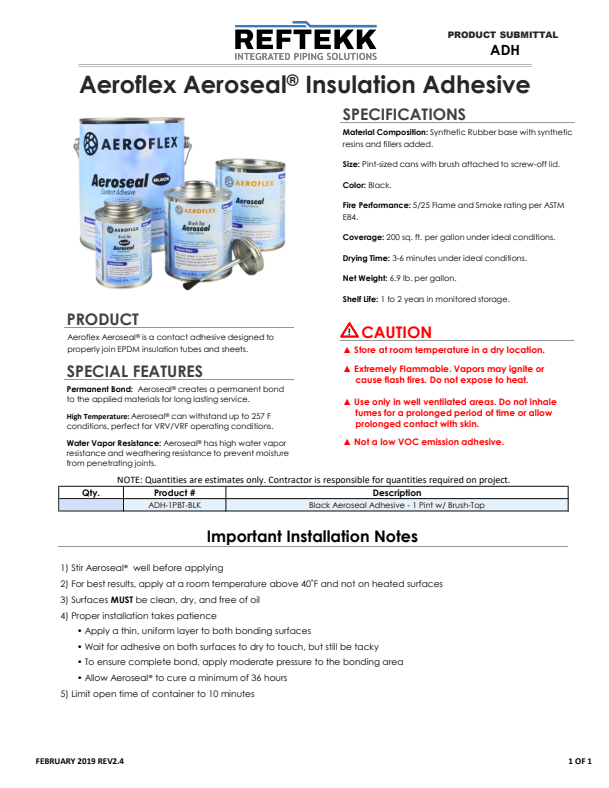 Aeroflex Aeroseal Adhesive