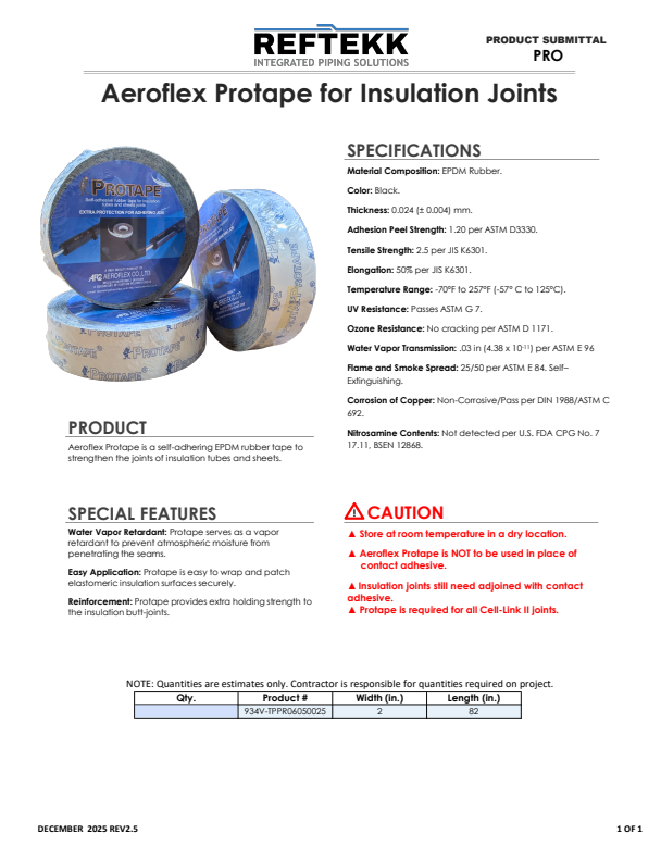 Aeroflex Insulation Protape