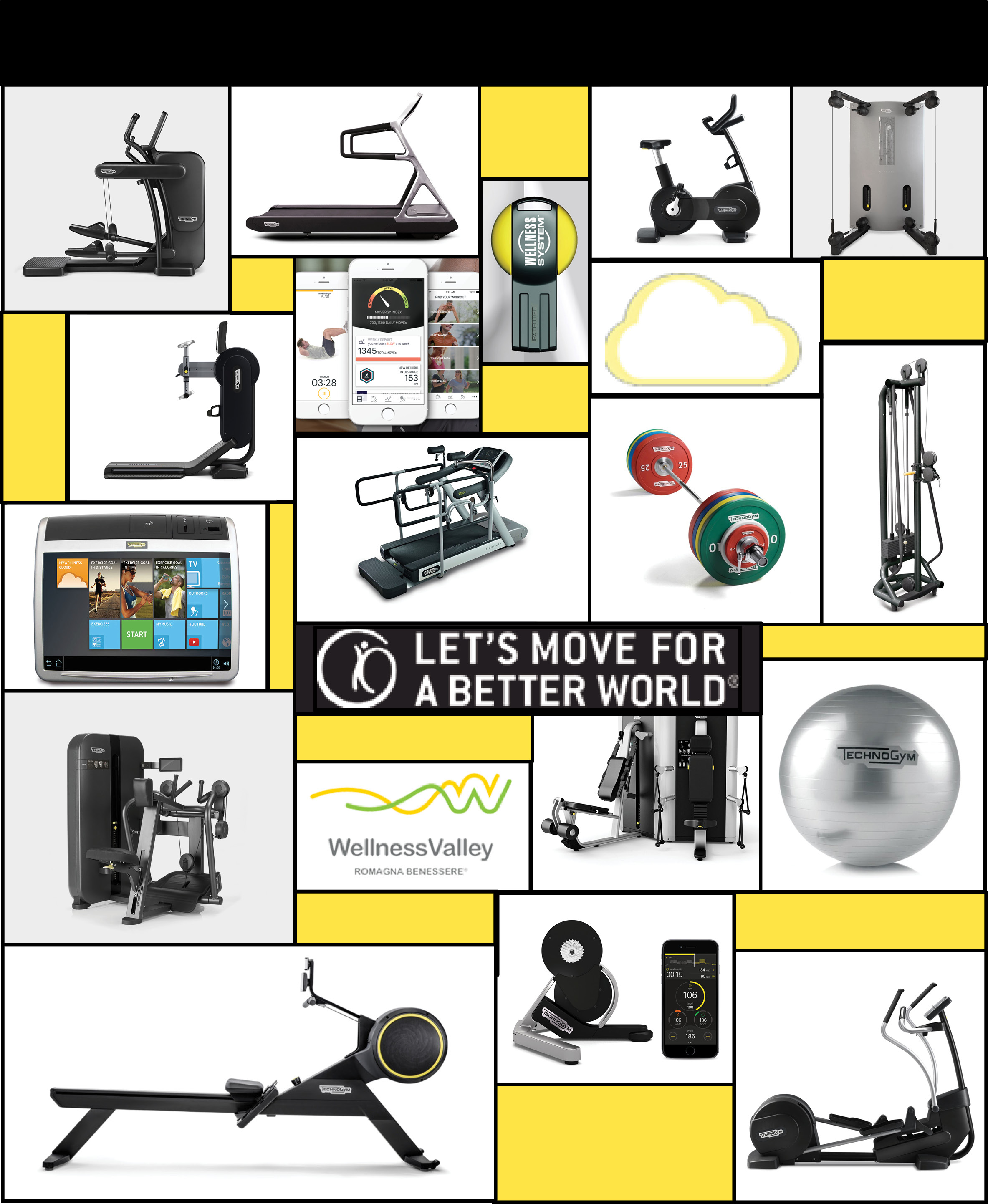 Collage of Technogym's products