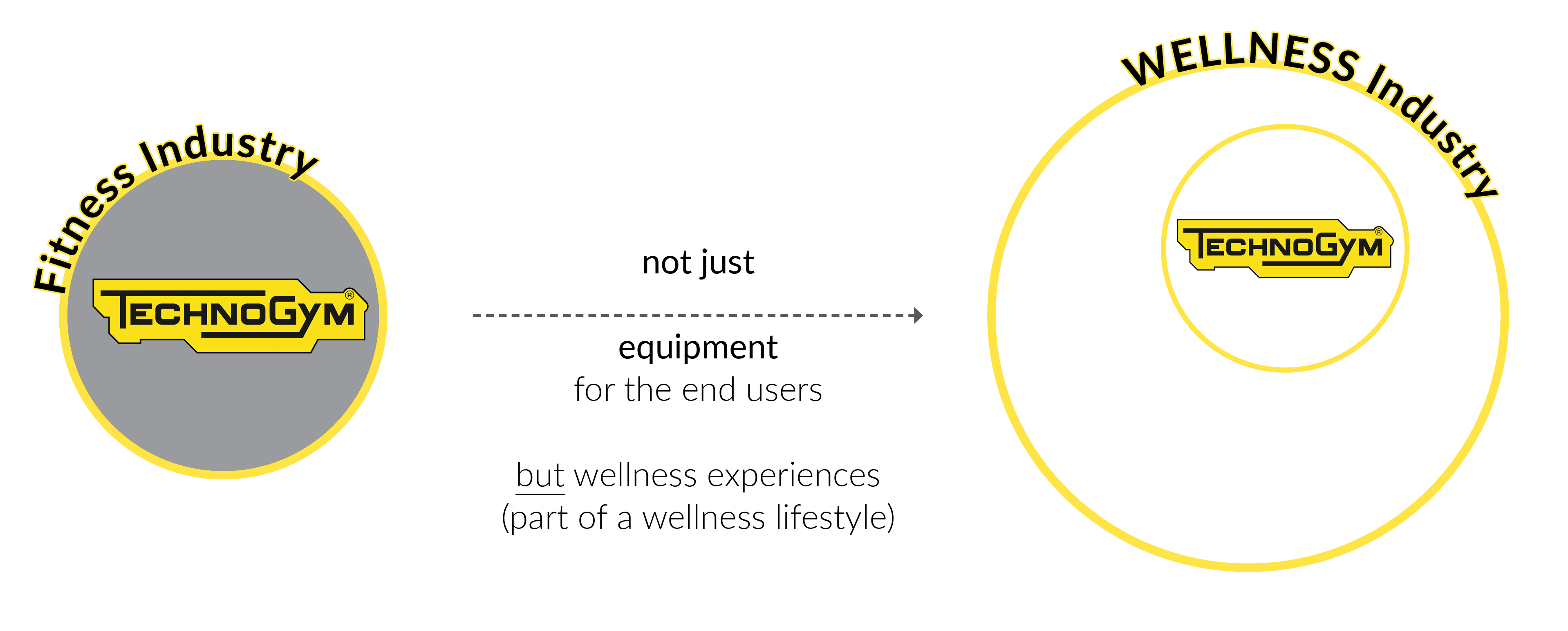 Technogym has to increase its market share within the Wellness network. To do so, Tehcnogym has to provide not only fitness equipment, but also wellness experiences to the end users.