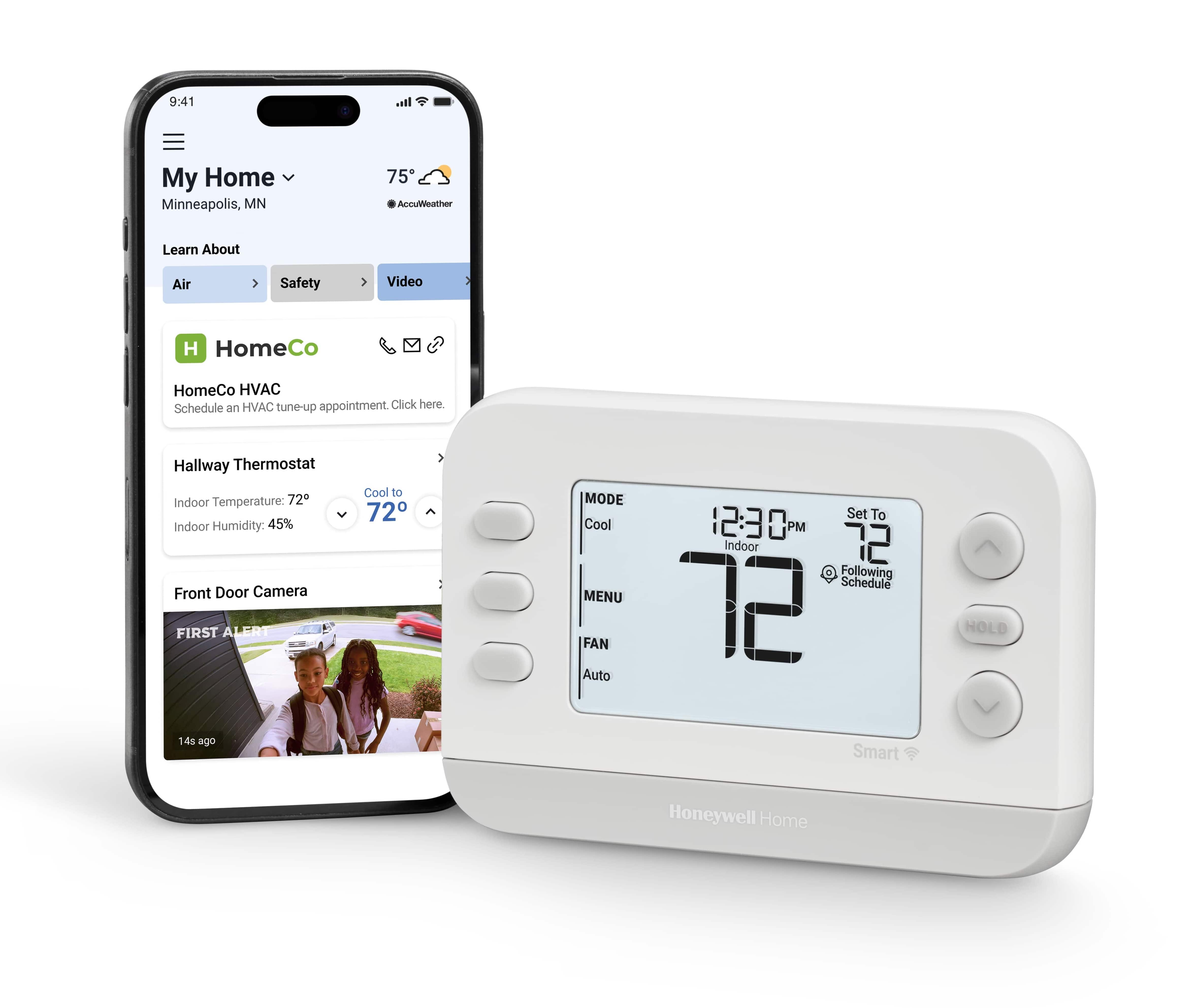 Focus pro device along with a firstalert Mobile app, showing its wifi capabilities.