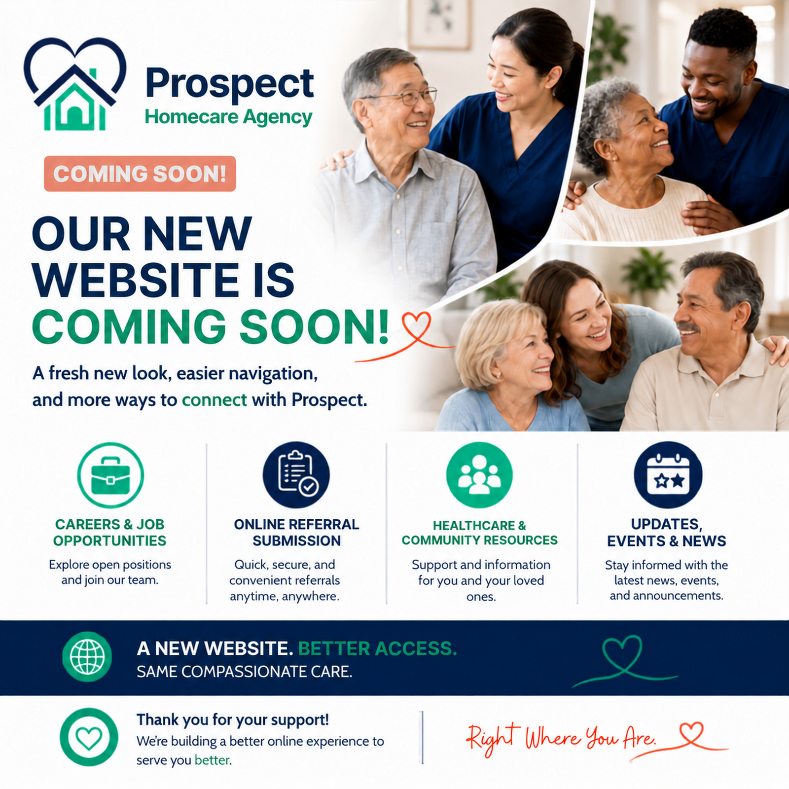 Prospect Homecare Agency new website coming soon announcement