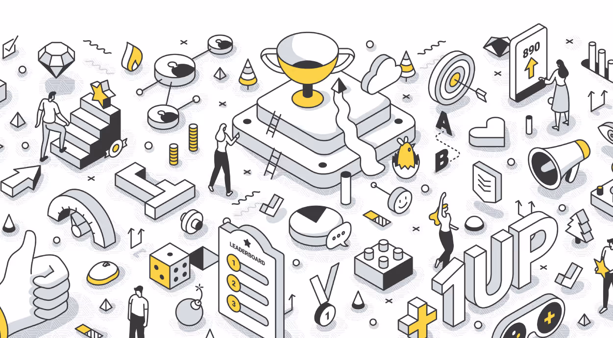 Gamification Isometric Outline Illustration