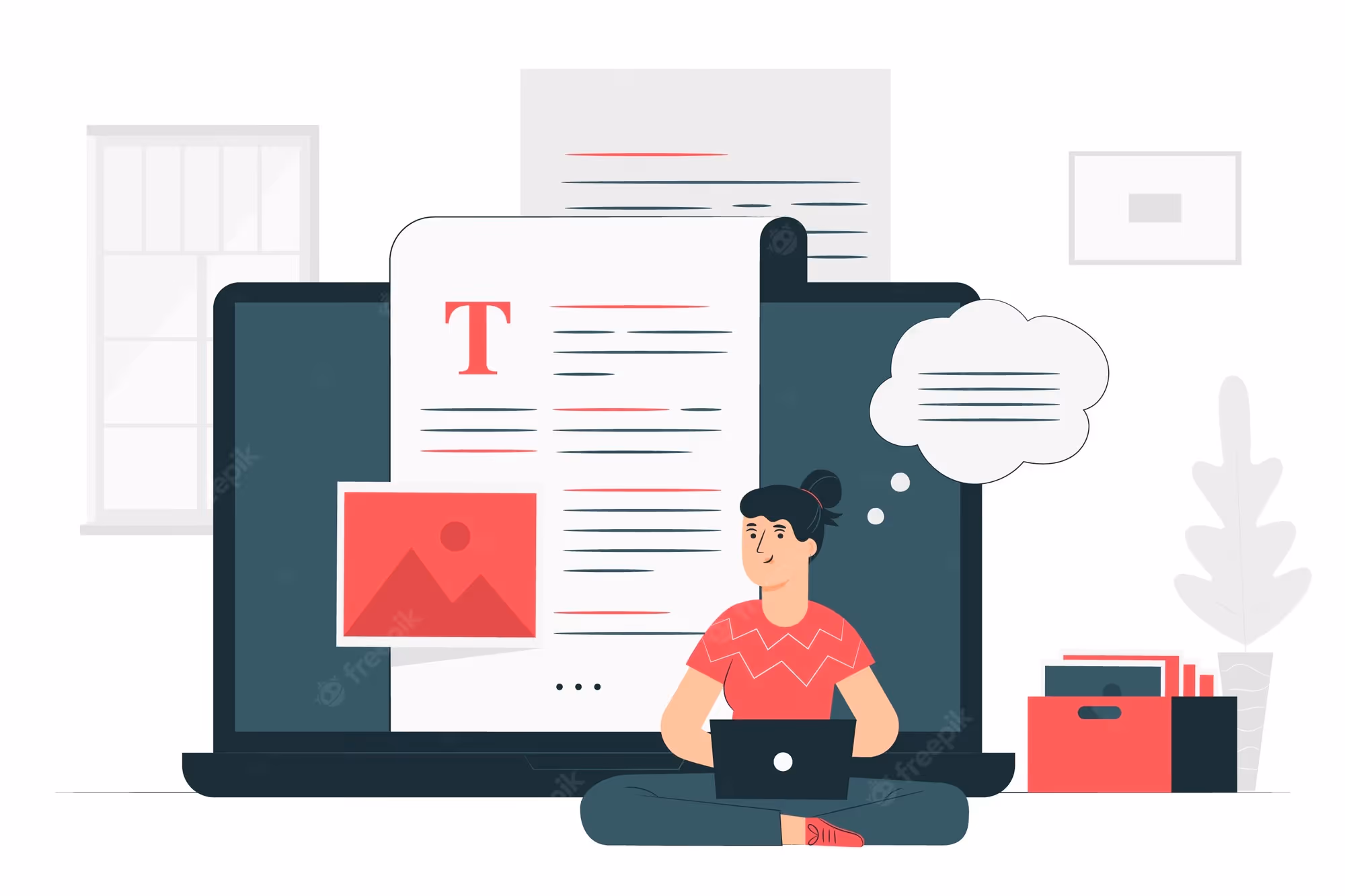 Woman writing a blog vector image