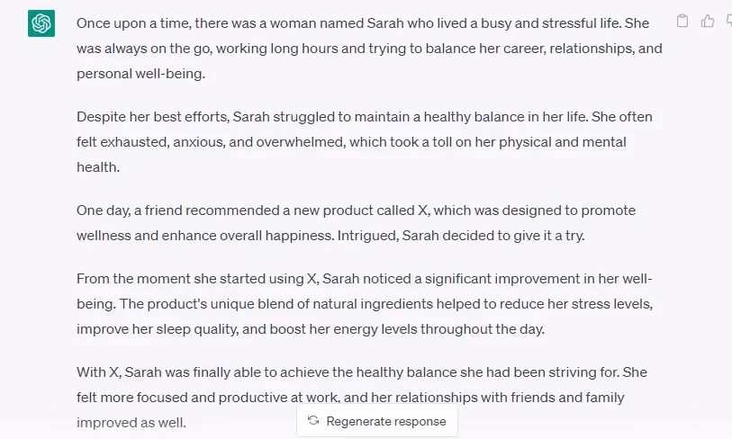 ChatGPT generated short story