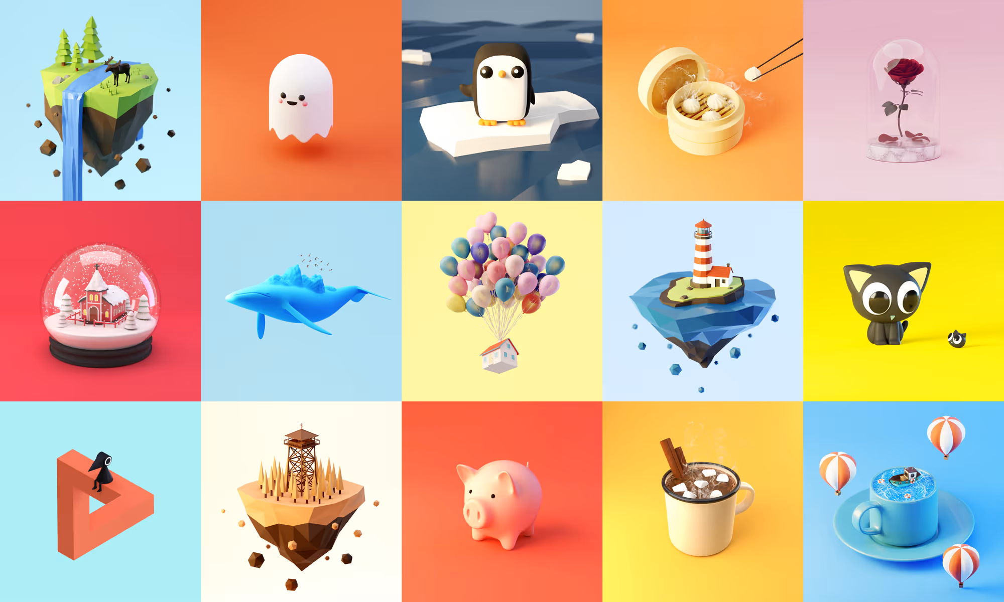 Collage of 3D designs